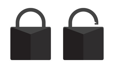 Unlock key and Lock closed. Padlock symbol for app or website