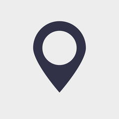 Map pin pointer icon editable vector illustration isolated on the gray background. GPS marker of destination point for UI interface. Cartography positioning pictogram of place locate for the website.