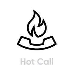 Hot phone call icon. Editable line vector. Simple symbol isolated on a white background.