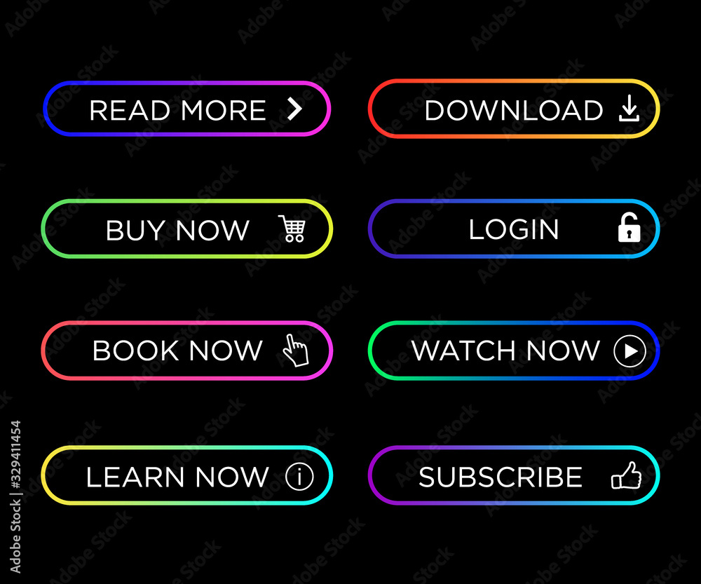 Poster set of modern action button colorful for infographic, website, mobile app. navigation buttons with g