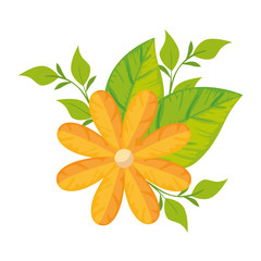 cute flower with leafs isolated icon vector illustration design