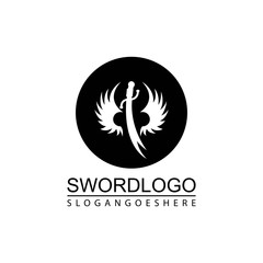 Sword Winged Logo Vector Template Design