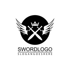 Sword Winged Logo Vector Template Design