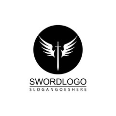 Sword Winged Logo Vector Template Design