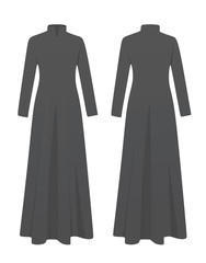 Grey long dress. vector illustration