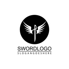 Sword Winged Logo Vector Template Design