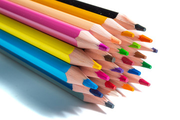 Fototapeta premium Set of coloured pencils on white