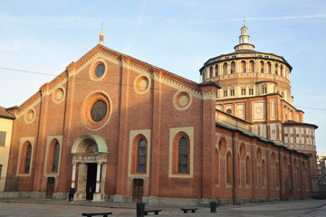 Fototapeta na wymiar Italy , Milan - Santa Maria delle Grazie Church in downtown of the city, Cenacolo, Ultima cena di Leonardo