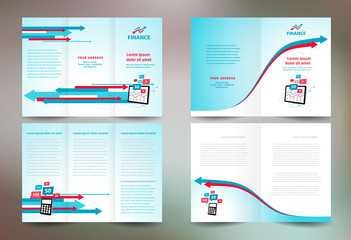 Business brochure set design template tri-fold finance chart arrows
