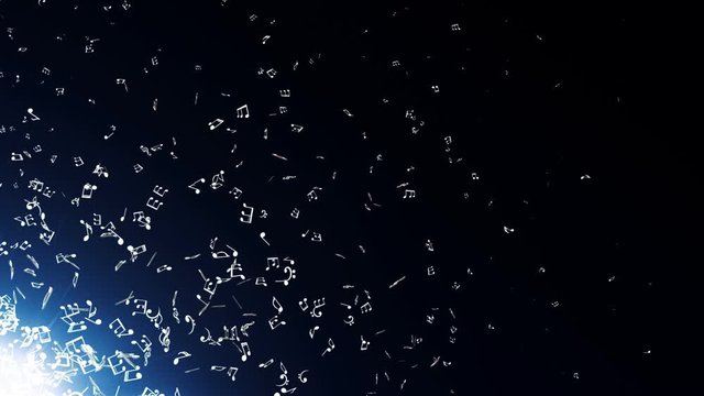 Flying Music Notes Animation, Rendering, Background, Loop, 4k
