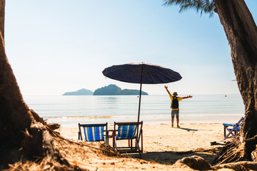 Outdoor lifestyle man traveler joy nature scenic landscape vacation fun beach, Attraction place leisure tourist travel Hua Hin Thailand summer holiday trips, Tourism beautiful destination scenery Asia