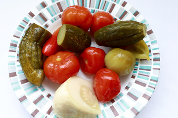 Pickled vegetables on plate