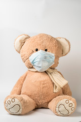 Osito de peluche con mascarilla   para evitar el contagio del coronavirus y covid-19 y estar...