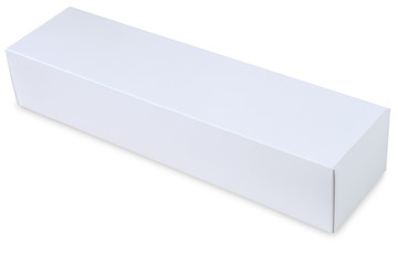 Long white paper box isolated on white background.
