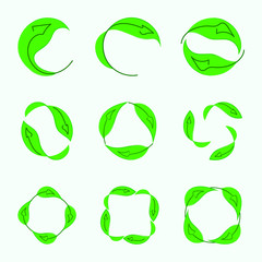 Recycle, leafs, plant nature logo design. Set of recycled eco icons.