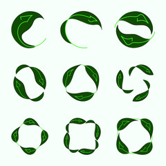 Recycle, leafs, plant nature logo design. Set of recycled eco icons.