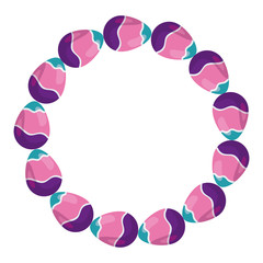 frame circular of eggs easter decorated vector illustration design