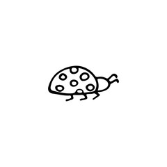 Linear black and white hand drawn doodle ladybug. Vector image for printing, design, web, logo, icons, textile.