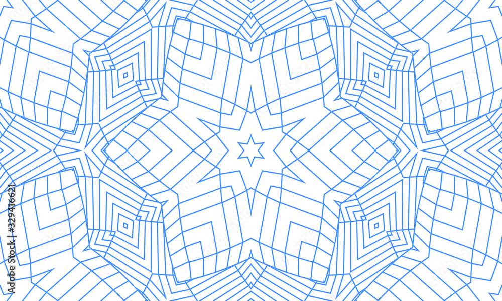 Poster seamless abstract geometric pattern. volumetric forms of many lines. kaleidoscope of 3d images.