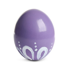 Purple egg with floral pattern isolated on white. Easter symbol