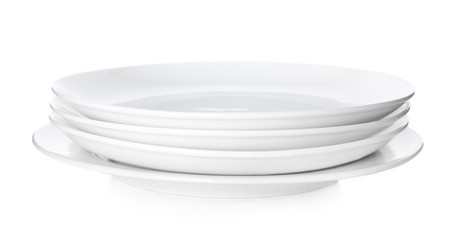 Stack of ceramic plates isolated on white