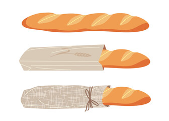 French Baguettes Set Isolated on White