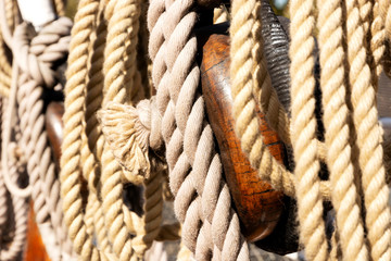 Rigging on old sailing ship