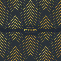 Luxury golden geometric pattern. Abstract line background, fashion style vector illustration for wallpaper, flyer, cover, design template. Realistic premium minimalistic ornament, backdrop.