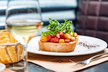 Authentic Italian Bruschetta with Arugula Salad