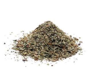 Basil dried spice isolated on white background