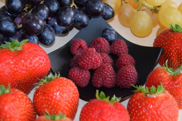strawberries and berries fruits background