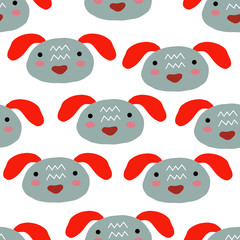 Abstract baby pattern with dog. Animal seamless cartoon illustration.