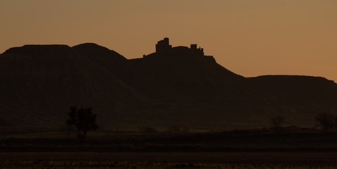 sunrise overlooking the castle of montearon huesca aragon spain