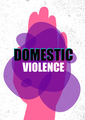 Domestic violence pop art banner on yellow background