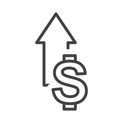 Dollar growth icon. Simple linear image. Isolated vector on a white background.