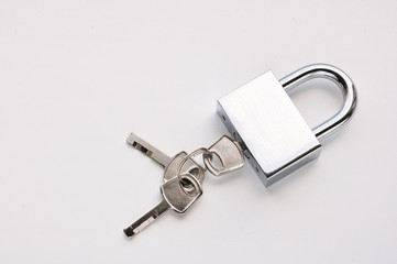 Locked Silver Padlock on a white background.