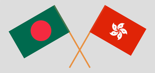 Crossed flags of Bangladesh and Hong Kong