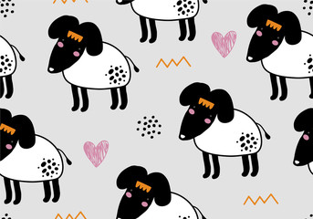 Abstract baby pattern with dog. Animal seamless cartoon illustration.