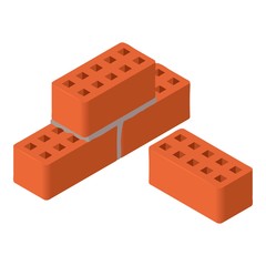 Red bricks icon. Isometric of red bricks vector icon for web design isolated on white background