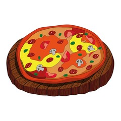Illustration of tasty pizza. Vector image.
