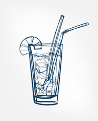 cocktail vector one line art drink isolated sketch