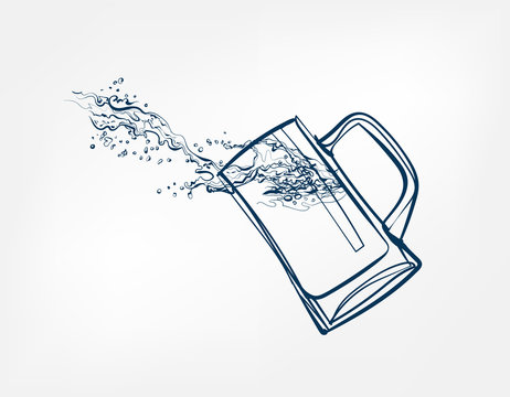 recommend clip art: beer splash glass vector one line art drink isolated sketch