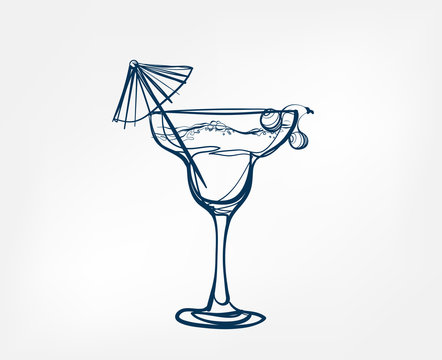 recommend clip art: cocktail vector one line art drink isolated sketch
