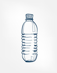 water bottle plastic vector one line art drink isolated sketch