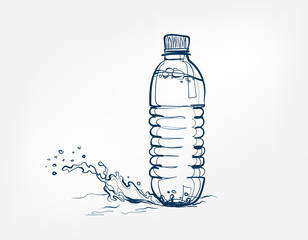 bottle water vector one line art drink isolated sketch
