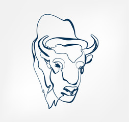 bison vector animal wild one line design