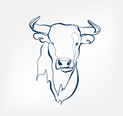 bull vector animal wild one line design