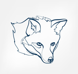 fox vector animal wild one line design