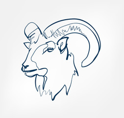 ram vector animal wild one line design