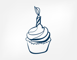 cake one line vector design element isolated